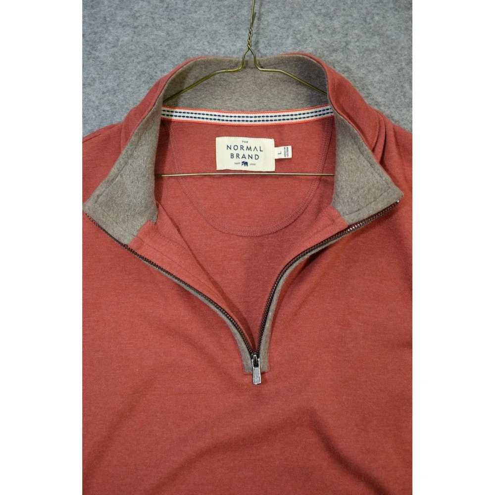 The Normal Brand Sweater‎ Mens Large Red Quarter Zip Mock Neck Long Sleeve